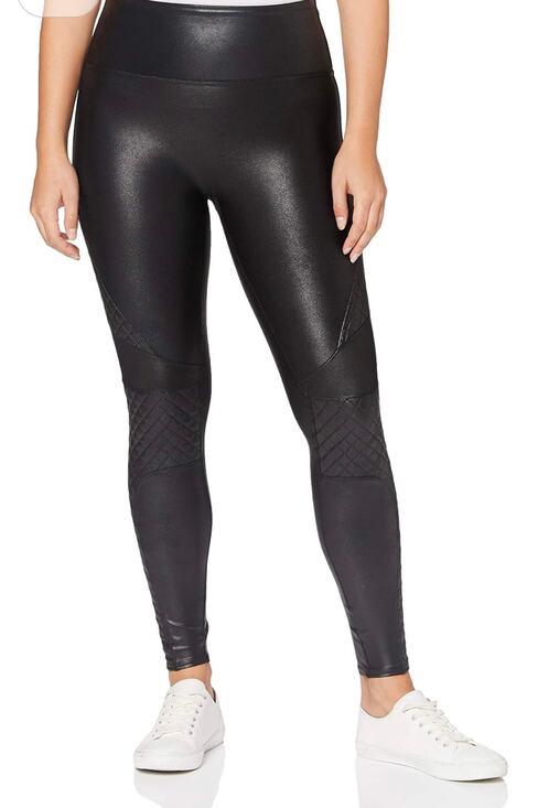 SPANX Pants - SPANX Faux Leather Moto‎ Leggings Black Quilted High Rise Women's S/P Small